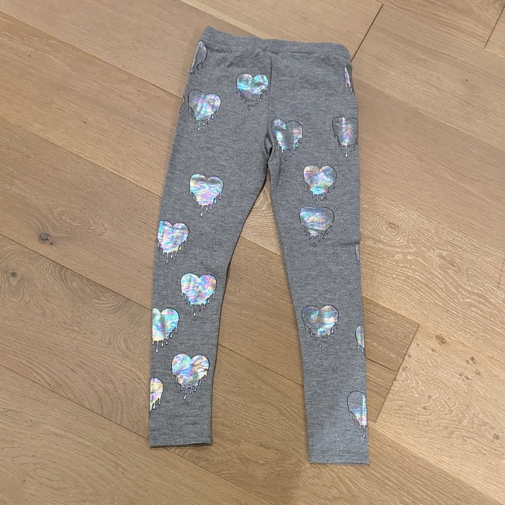 NWOT Chaser Gray Heart Print Girls Leggings size 7 - Picture 6 of 6